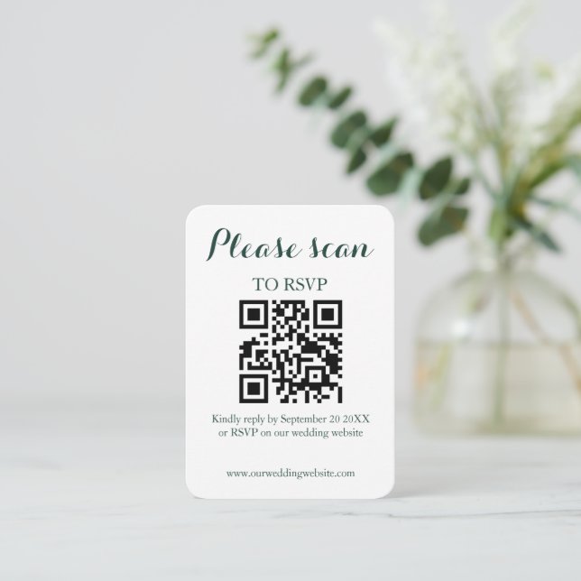 Moderner QR Code & UAWG Wedding Begleitkarte (Stehend Vorderseite)