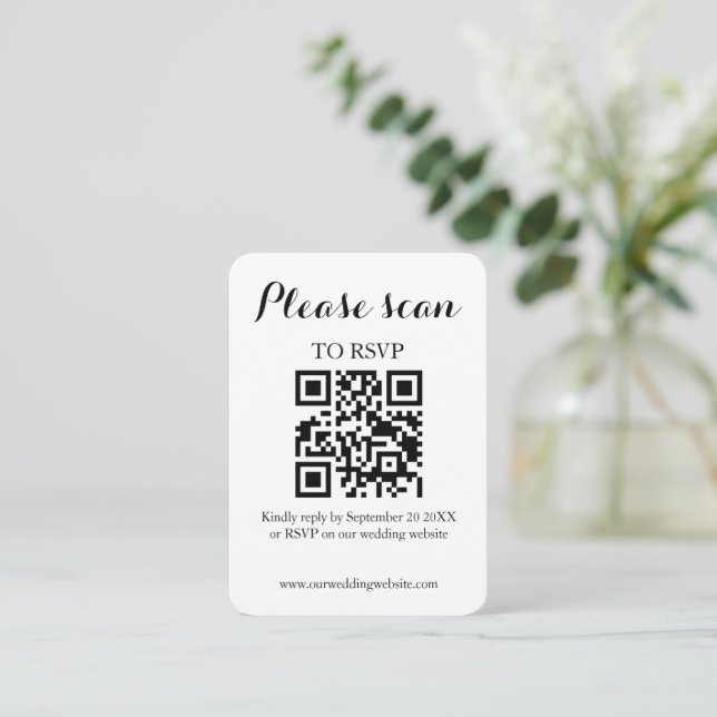 Moderner QR Code & UAWG Wedding Begleitkarte (Stehend Vorderseite)