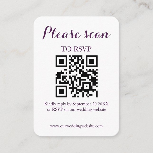 Moderner QR Code & UAWG Wedding Begleitkarte (Vorderseite)