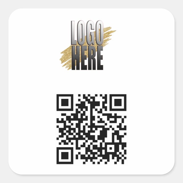 Moderner QR-Code und Firmenlogo Quadratischer Aufkleber (Vorderseite)