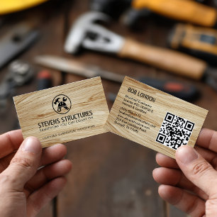 Moderner QR-Code-Vertragspartner für Leichtholzbau Visitenkarte