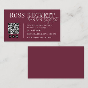 Moderner QR-Code-Visagist für Herren Visitenkarte