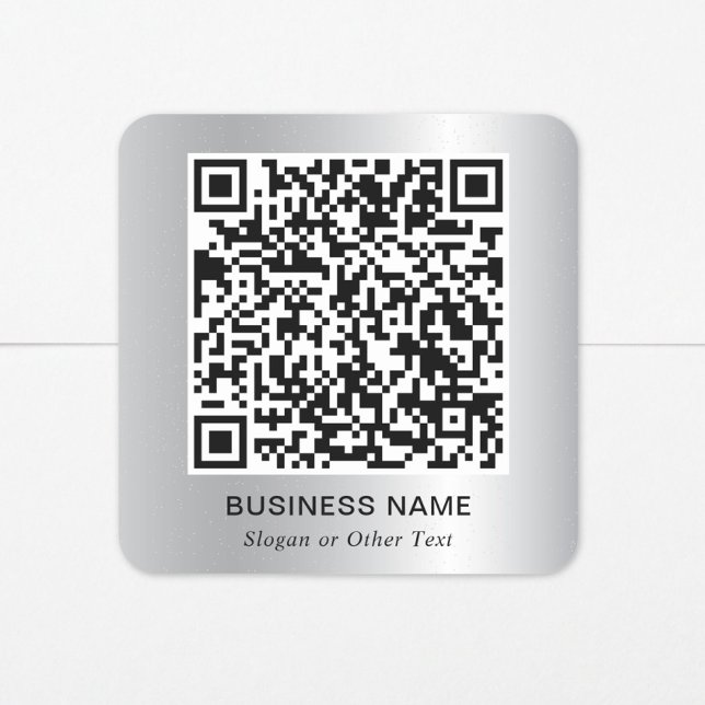 Moderner QR-Code Werbe-Silber Quadratischer Aufkleber (Modern QR Code Promotional Silver Square Sticker)