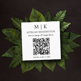 Moderner QR-Scan-Code für Monogramme oder Add-Logo Quadratische Visitenkarte