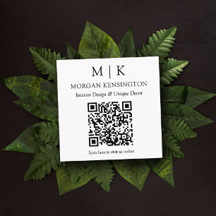 Moderner QR-Scan-Code für Monogramme oder Add-Logo Quadratische Visitenkarte