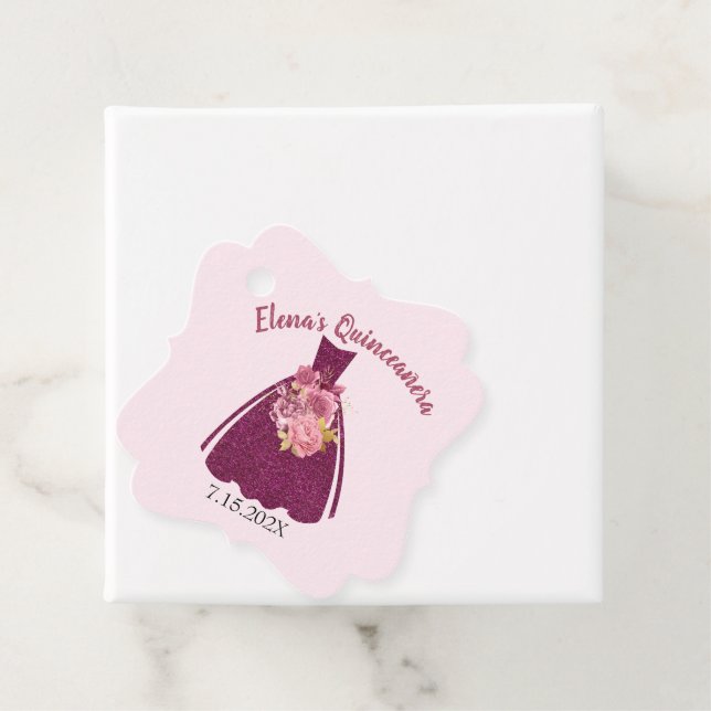 Moderner Quinceañera Glitzer Gown Geschenkanhänger (Beispiel)