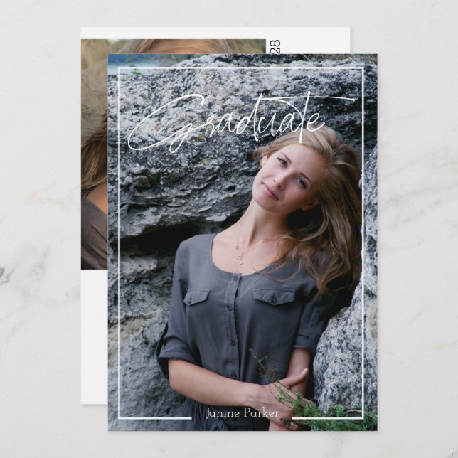 Moderner Rahmen hinzufügen Sie Ihr Foto Abschluss  Ankündigung (Vorne/Hinten)