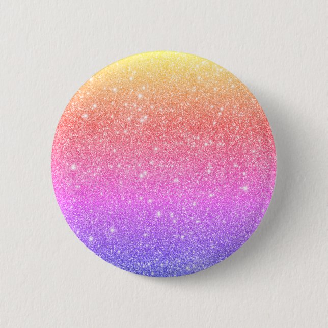 Moderner Rainbow Glitzer Glam Button (Vorderseite)