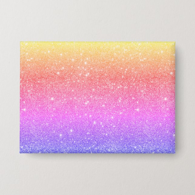 Moderner Rainbow Glitzer Glam Button (Vorderseite)