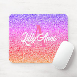 Moderner Rainbow-Glitzer Personalisiert Monogram Mousepad