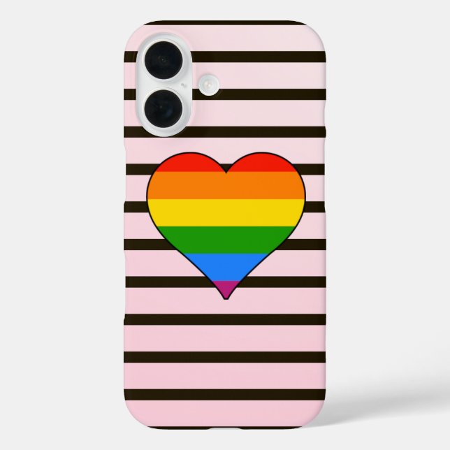 Moderner Rainbow Heart Gay Pride Custom Case (Rückseite)