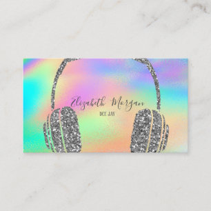 Moderner Rainbow Holographic Glitzern Headphone DJ Visitenkarte