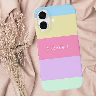 Moderner Rainbow Pastel Colorblock Streifen iPhone 16 Hülle