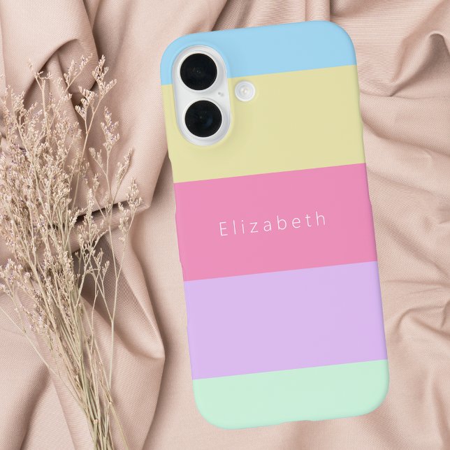Moderner Rainbow Pastel Colorblock Streifen Case-Mate iPhone Hülle (Von Creator hochgeladen)