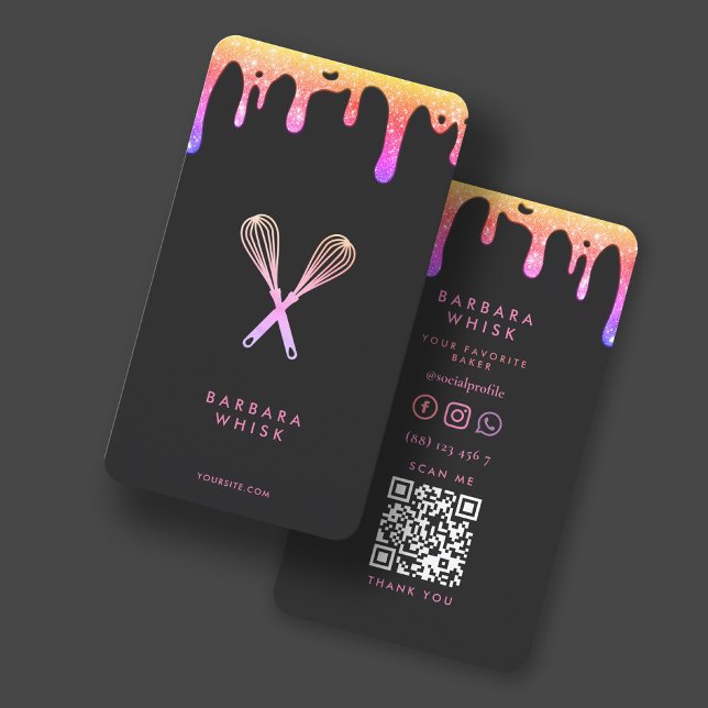 Moderner Rainbow Tropfen Whisk Bäckerei Konditorke Visitenkarte (Von Creator hochgeladen)