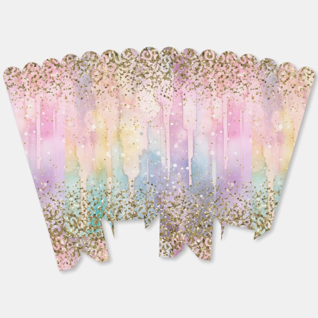 Moderner Rainbow Watercolor Chic Gold Glitzer Geschenkschachtel (Ungeklappt)