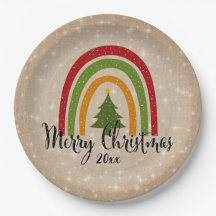 Moderner Rainbow Weihnachtsbaum 20xx Add Year 9"