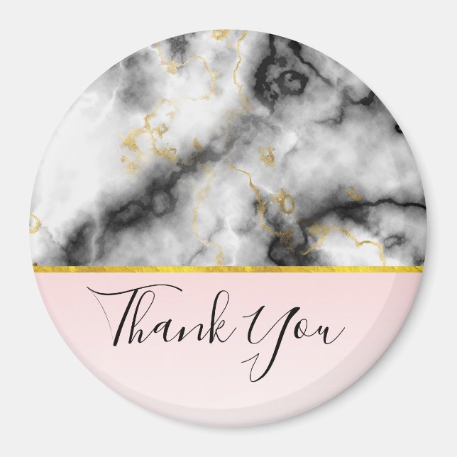 Moderner, rauchiger grauer Marmor mit goldener Rib Magnet (Vorne)