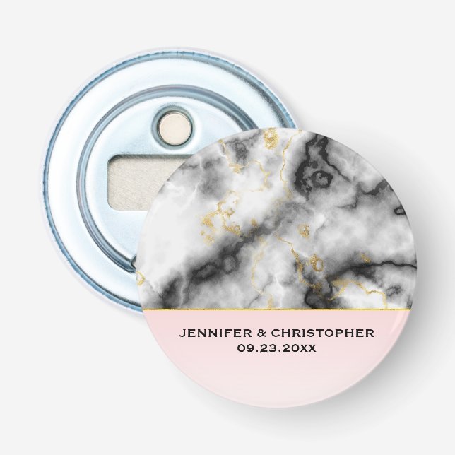 Moderner, rauchiger grauer Marmor mit goldfarbener Flaschenöffner (Vorderseite)