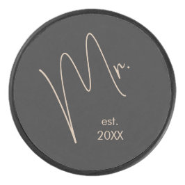 Moderner Raum | Beige + Schwarzes Skript Eishockey Puck