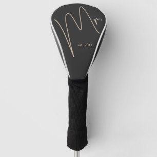 Moderner Raum Beige + Schwarzes Skript Golf Headcover