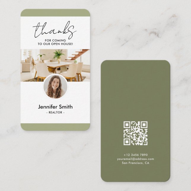 Moderner Real Anwesen Marketing Foto QR Code Visitenkarte (Vorne/Hinten)