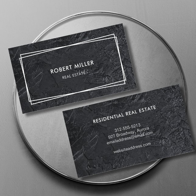 Moderner Realtor Black Stone Visitenkarte (Von Creator hochgeladen)