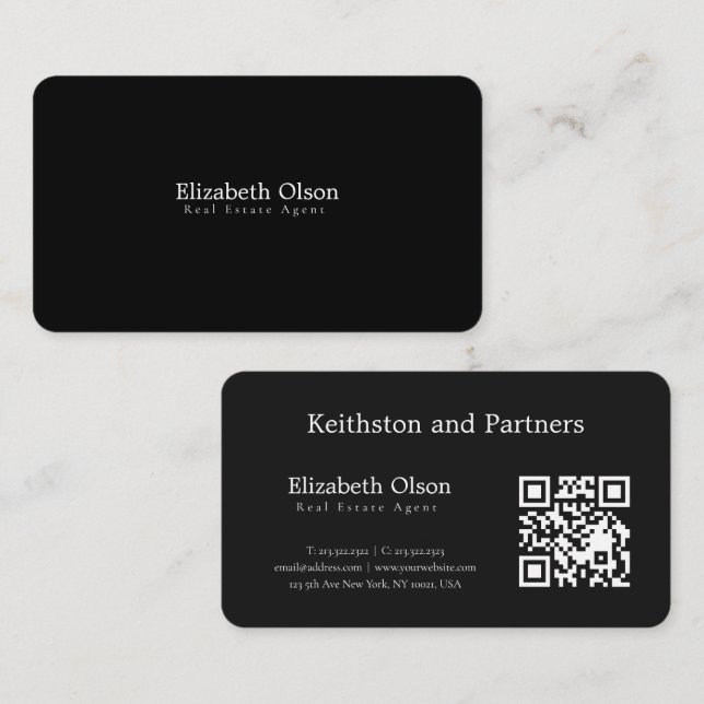 Moderner Realtor-Promotion im einfachen QR-Code-St Visitenkarte (Vorne/Hinten)