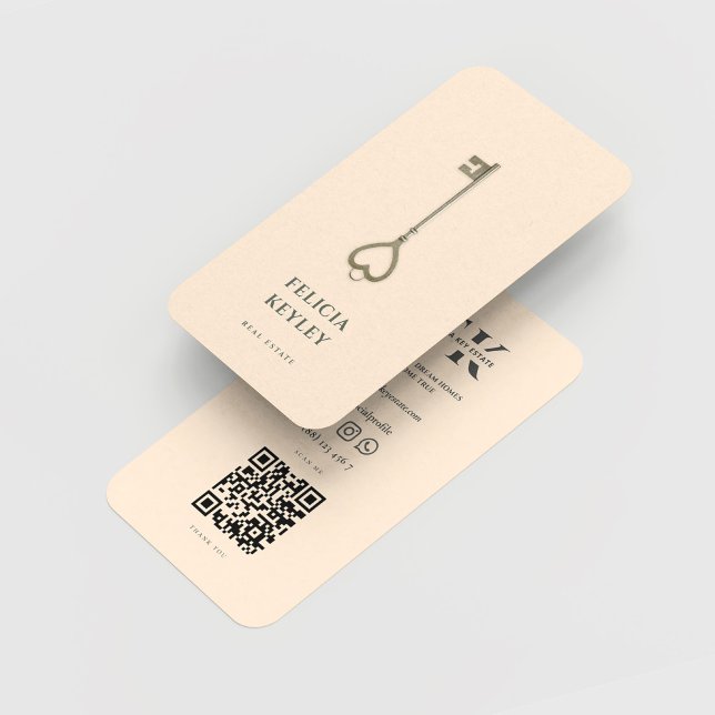 Moderner Realtor Real Anwesen Monogram Champagne Visitenkarte (Modern Realtor Real Estate Monogram Champagne Business Card
)