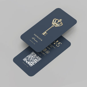 Moderner Realtor Real Anwesen Monogram Dark Blue Visitenkarte