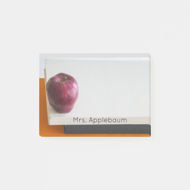 Moderner Red Apple Stapel Bücher Lehrer Name 4x3 Post-it Klebezettel (Vorderseite)