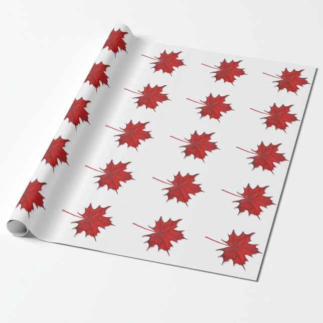 Moderner Red Fall Maple Leaf Erntedank Geschenkpapier (Ungerollt)