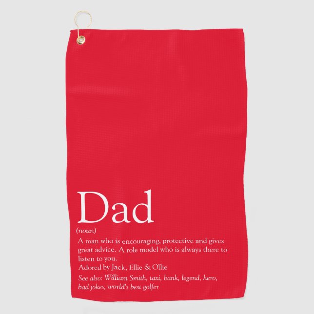 Moderner Red Fun Cooler Vater Daddy Father Definit Golfhandtuch (Vorderseite)