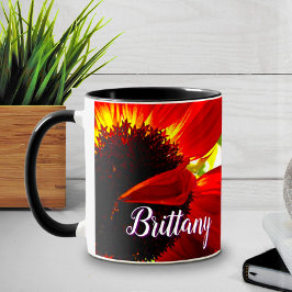 Moderner Red Gerber Daisy Blume Script Individuell Tasse