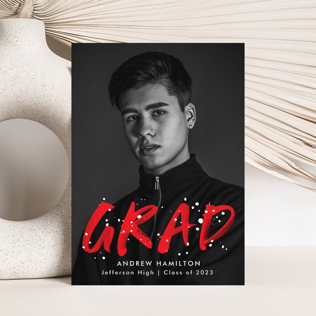 Moderner Red Paint Spritzer Foto Abschluss Ankündigung (Von Creator hochgeladen)