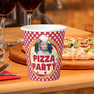 Moderner Red Pizza Party Kindergeburtstag Pappbecher