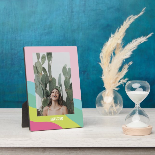 Moderner Regenbogen-abstrakter Tischrahmen Fotoplatte (Seite)