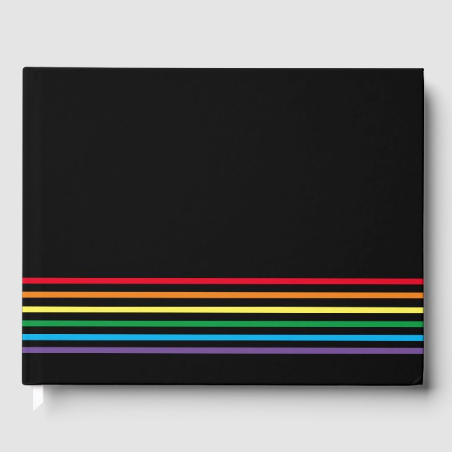 Moderner Regenbogen auf Schwarz Gästebuch (Vorderseite)