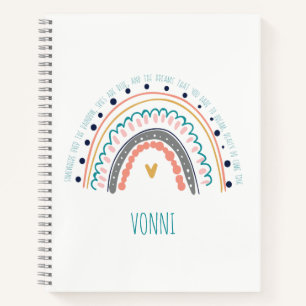 Moderner Regenbogen Doodle Personalisierter Name u Notizbuch