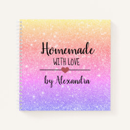 Moderner Regenbogen-Glitzer hausgemacht mit Liebe Notizbuch