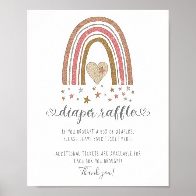 Moderner Regenbogen-Glitzer-Stars Girl Diaper Raff Poster (Vorne)