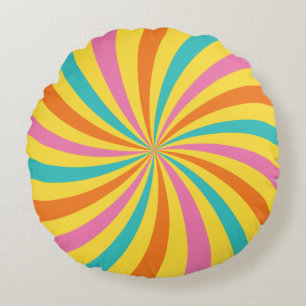 Moderner Regenbogen Lollipop Swirl Rundes Kissen