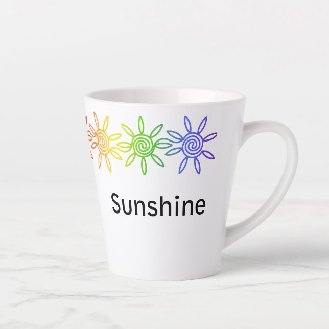 Moderner Regenbogen Sonnenschein Personalisierte L Milchtasse (Rechts)