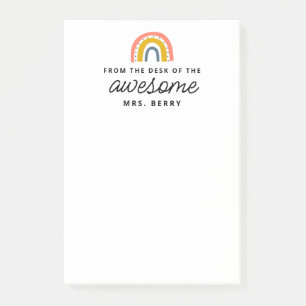 Moderner Regenbogen vom Schreibtisch des Lehrers Post-it Klebezettel