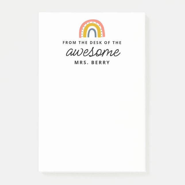 Moderner Regenbogen vom Schreibtisch des Lehrers Post-it Klebezettel (Vorderseite)