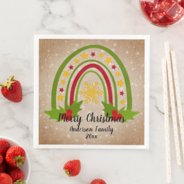 Moderner Regenbogen Weihnachten 20xx Jahr Text Serviette