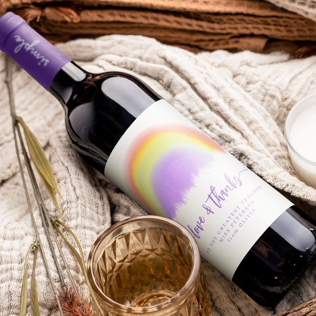 Moderner Regenbogenlehrer bedankt sich bei Ihnen p Weinetikett (Von Creator hochgeladen)