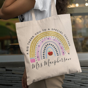 Moderner Regenbogenlehrer Danke für Ihr Geschenk Tragetasche