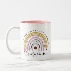 Moderner Regenbogenlehrer Danke für Ihr Geschenk Zweifarbige Tasse