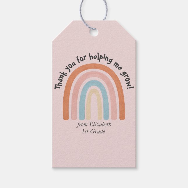 Moderner Regenbogenlehrer Danke Geschenkanhänger (Vorderseite)